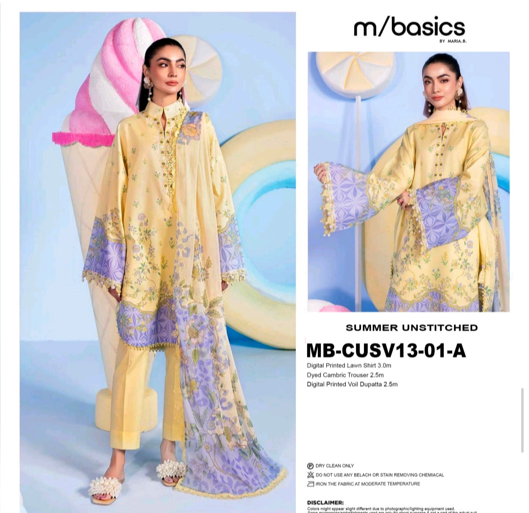Lemon Lavender Digital Printed Lawn 3 Piece Suit
