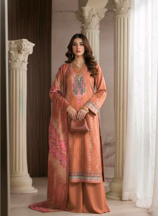 Rustic Apricot Elegance 3 Piece Printed Lawn Suit