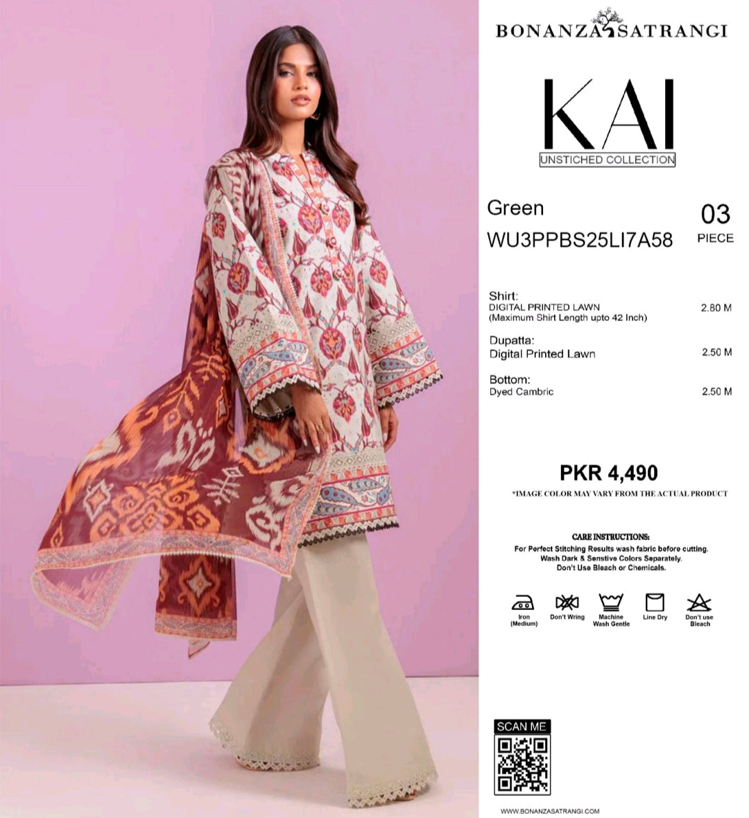 Bonanza Satrangi Ivory Green Ethnic 3 Piece Digital Printed Lawn Suit