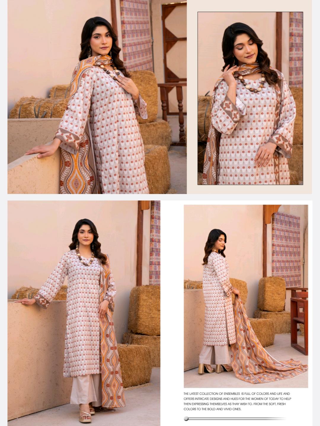 3-piece printed lawn