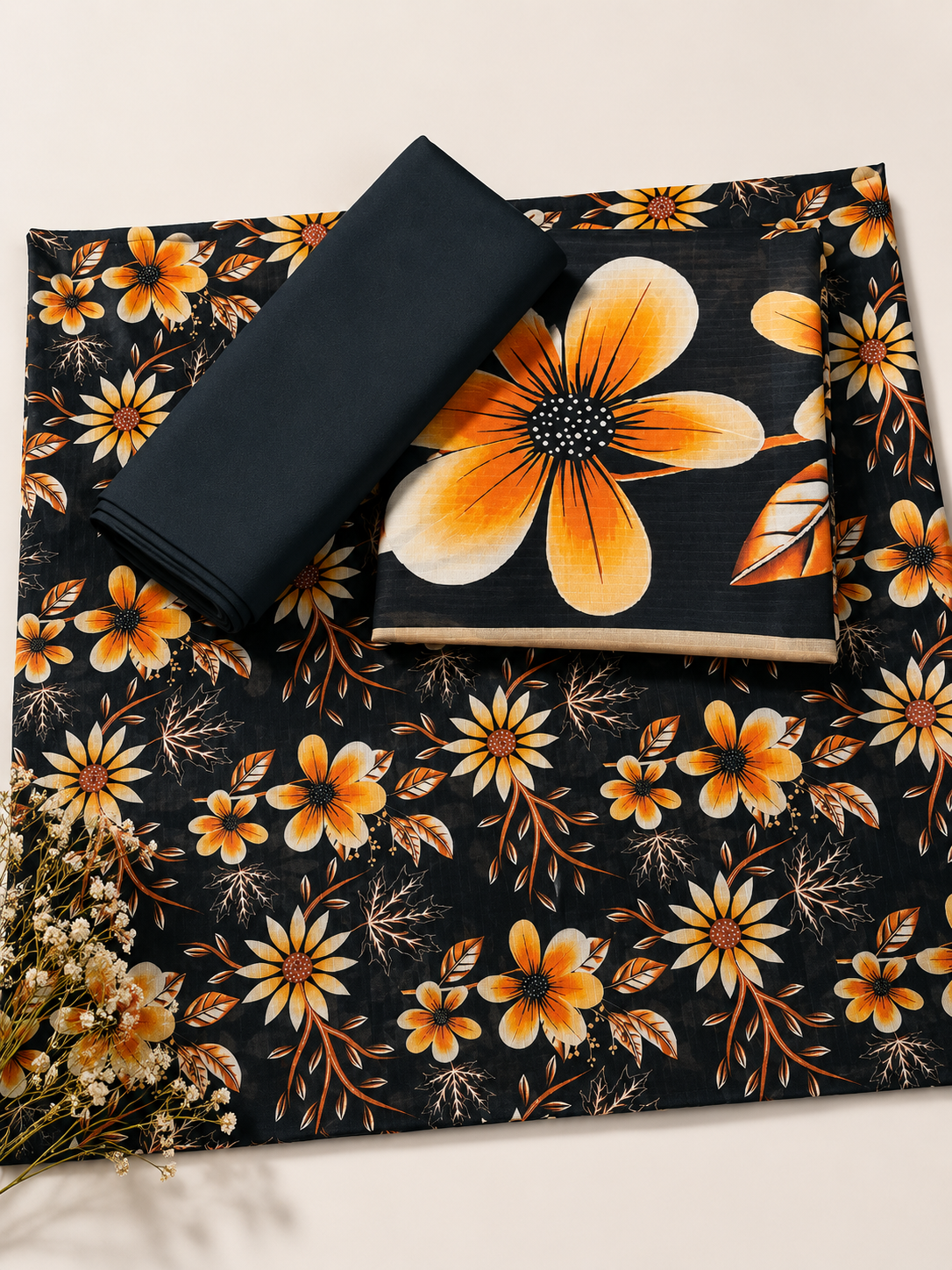 MIDNIGHT BLACK LAWN | UNSTITCHED SUIT