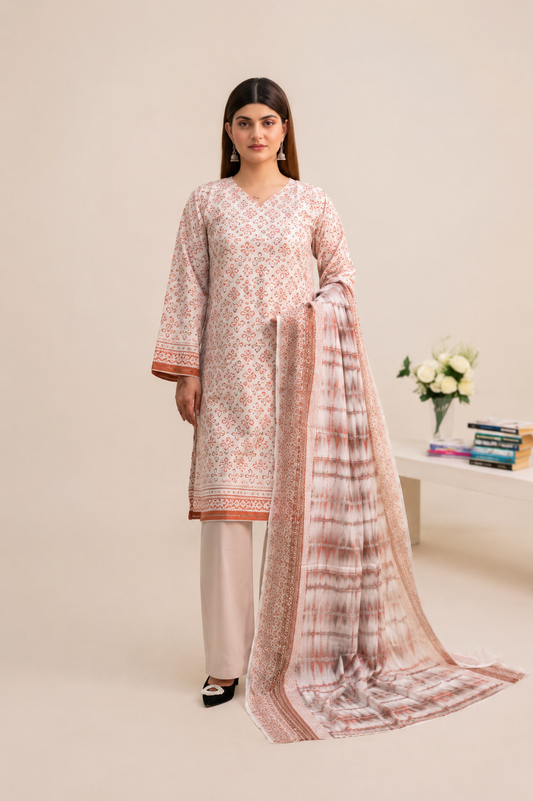 BLUSH PINK | 3-PIECE PRINTED LAWN