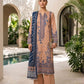 Beige Blue Ethnic Printed Lawn 3 Piece Suit