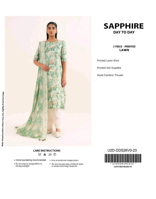 Mint Blossom Printed Lawn 3 Piece Suit