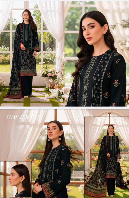 Fiza Noor Printed Lawn – Midnight Grace