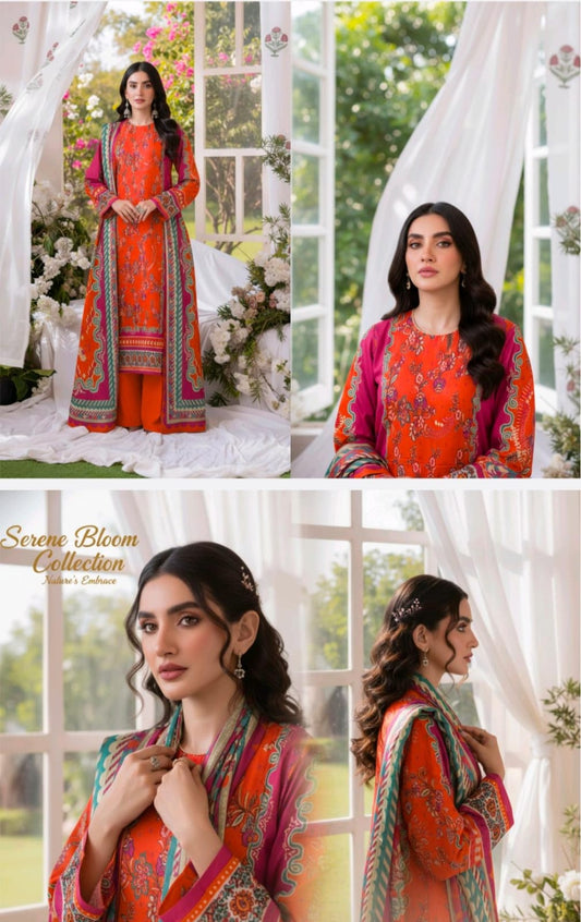 Fiza Noor Printed Lawn – Vibrant Bloom