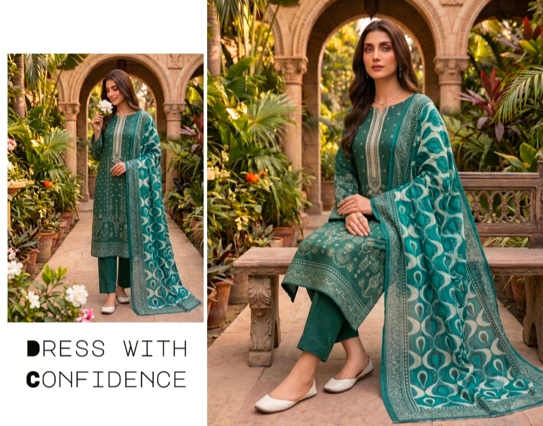 SOHNI DHARTI VOL-20 – Emerald Teal Printed Lawn