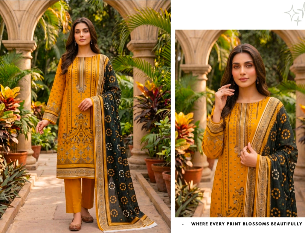 SOHNI DHARTI VOL-20 – Golden Yellow Printed Lawn
