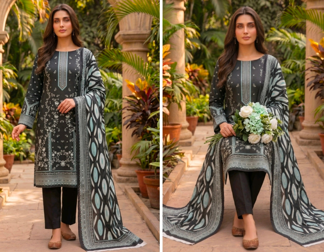 SOHNI DHARTI VOL-20 – Charcoal Grey Printed Lawn