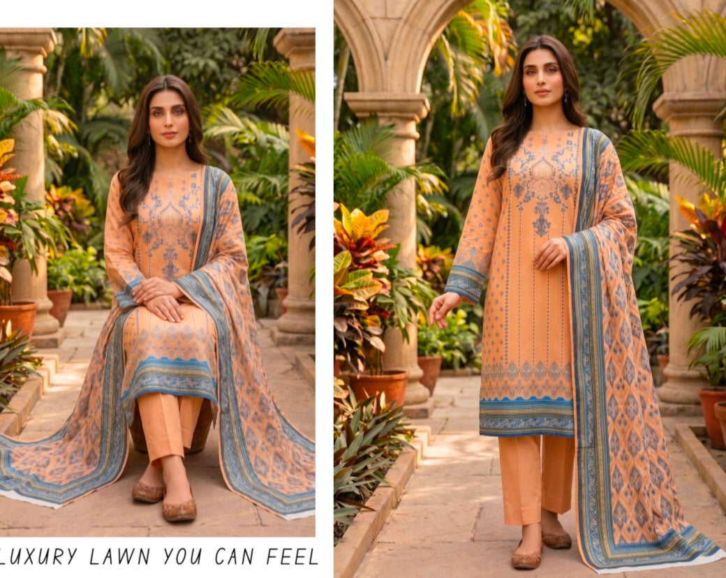 SOHNI DHARTI VOL-20 – Soft Peach Printed Lawn