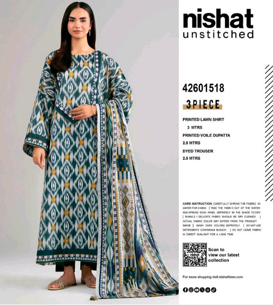 SOHNI DHARTI VOL-20 – Teal Green Printed Lawn