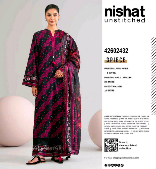 SOHNI DHARTI VOL-20 – Red & Black Printed Lawn