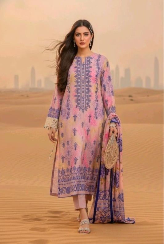 Blush Orchid Printed Lawn 3 Piece