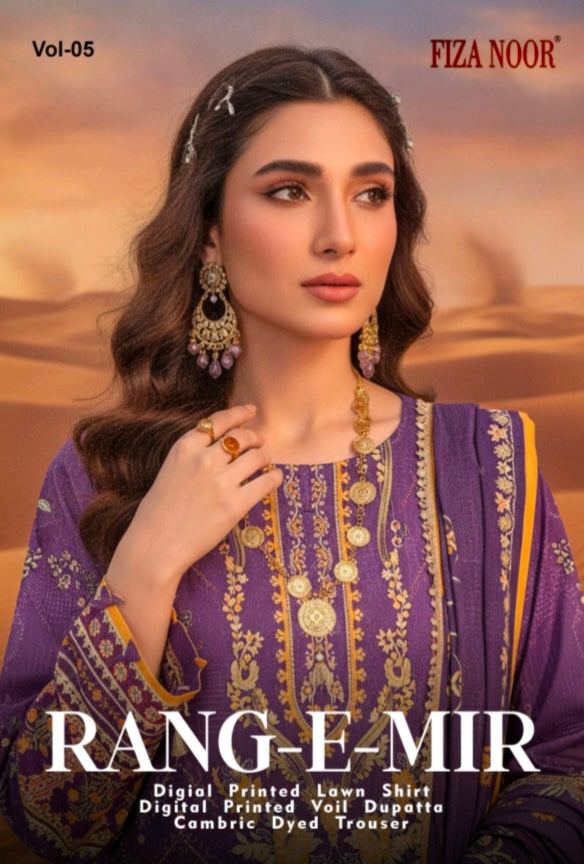 Fiza Noor Rang-e-Mir Vol-05 Digital Printed Lawn 3 Piece Suit